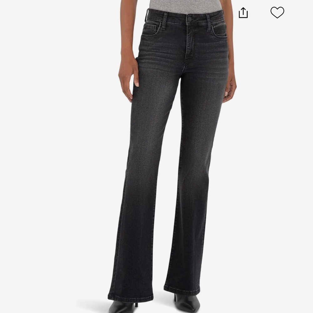 Kut From the Kloth Washed Black Flared Jeans
